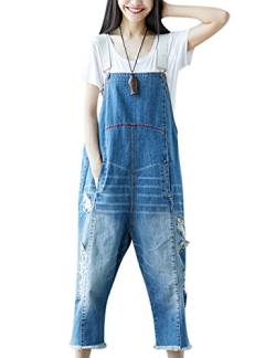 Youlee Damen Breites Bein Denim Overalls Retro Beiläufig Latzhose Style 4 Light Blue von Youlee