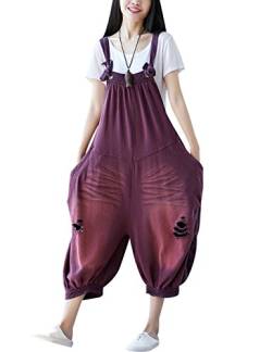 Youlee Damen Sommer Breites Bein Hose Denim Latzhose Overall Hosen Style 20 Purple von Youlee