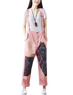 Youlee Damen Sommer Breites Bein Hose Denim Latzhose Overall Hosen Style 21 Pink von Youlee