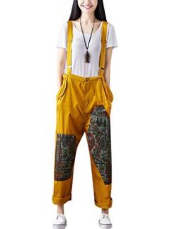 Youlee Damen Sommer Breites Bein Hose Denim Latzhose Overall Hosen Style 21 Yellow von Youlee