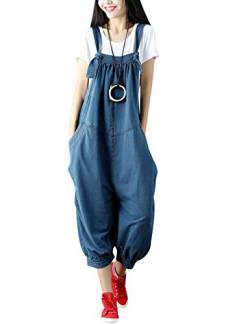 Youlee Damen Sommer Breites Bein Hose Denim Latzhose Overall Hosen Style 9 Blue von Youlee