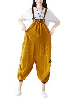 Youlee Damen Strappy Overalls Beiläufig Overall Baumwolle Latzhose Style 3 Yellow von Youlee