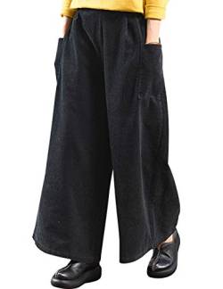 Youlee Damen Winter Elastische Taille Cordhose Hose mit weitem Bein Style 1 Black von Youlee