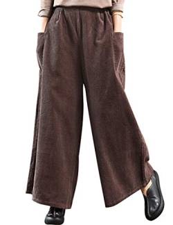 Youlee Damen Winter Elastische Taille Cordhose Hose mit weitem Bein Style 1 Coffee von Youlee