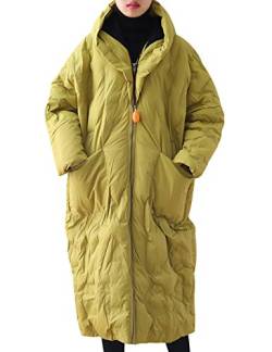 Youlee Damen Winter Reißverschluss Jacken Dick Warm Mit Kapuze Mäntel Yellow von Youlee