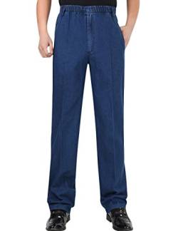 Youlee Herren Elastischer Taillenbund Hose gerade Jeans, Straight Leg, Blau 4XL von Youlee