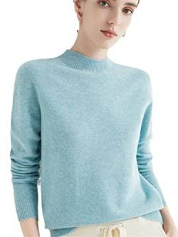 100% Merinowolle Pullover Sweater One-Line Fertig Damen Stehkragen Strickpullover Solid Tops, Clip Blume Gn, M von Youllyuu