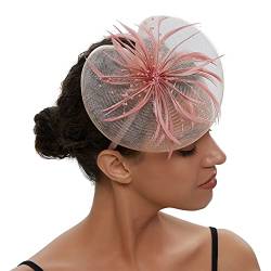 Braut Kopfbedeckung Party Abschlussball Feder Kopfschmuck Netz Garn Haarnadel Blume Kleiner Hut Damen Fascinatoren von Youllyuu