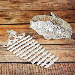 Caucasus Gürtel für Frauen, Hochzeitsschmuck, verstellbare Länge, Metall-Bauchkette von Youllyuu