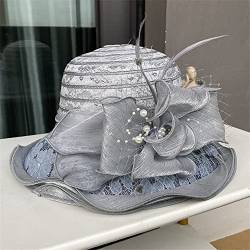 Damen Fascinators Millinery Kirche Hut Schleife Breite Krempe Eimer Hüte Derby Fedora Faltbare Sonnenmütze von Youllyuu