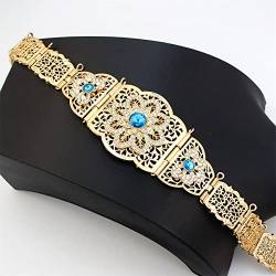 Damen-Halskette, mehrlagig, Steinkette, Choker, Kaftan-Gürtel, hellblau, marokkanischer Gürtel, Brautschmuck von Youllyuu