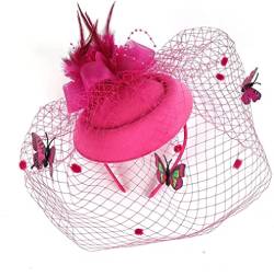 Fascinator Hüte Damen Pillbox Hut Derby Fascinatoren Blume Batterfly Schleier Tee Party Hochzeit Hut von Youllyuu