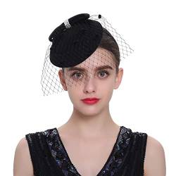 Fascinator Hut Damen 20S 50S Pillbox Hut Derby Fascinatoren Cocktail Tee Party Kopfbedeckung mit Schleier von Youllyuu