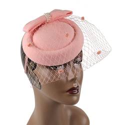 Fascinator Hut Damen 20S 50S Pillbox Hut Derby Fascinatoren Cocktail Tee Party Kopfbedeckung mit Schleier von Youllyuu