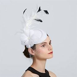 Fascinator mit Feder, Blume, Hut mit Schleier, Netz, Braut-Stirnband mit Clip, Teeparty, Derby-Kopfbedeckung von Youllyuu