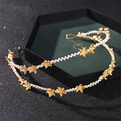 Goldfarbenes Perlen-Kristall-Stirnband, Diadem für Damen, Brautschmuck, Hochzeit, Party, Krone, Kopfschmuck von Youllyuu