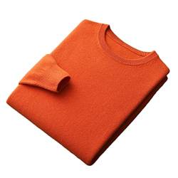 Herren 100% Kaschmir Rundhals Pullover Pullover Langarm Solid Strickpullover, Orange, XX-Large von Youllyuu