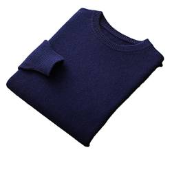 Herren 100% Kaschmir Rundhals Pullover Pullover Langarm Solid Strickpullover, marineblau, X-Large von Youllyuu