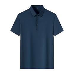 Herren-Golf-Poloshirts aus Maulbeerseide, Sommer, kurzärmelig, nahtlos, Business-Casual, solide T-Shirts Black GN XXXL von Youllyuu