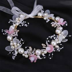 Perlen-Blumen-Stirnband, Brautschmuck, Hochzeitskrone, Kranz, Armband, Diademe, Kristall-Kopfschmuck, Haarschmuck von Youllyuu