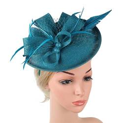 Sinamay Fascinator mit Schleier und Federn, Tropfenformeller Hut Derby Kirche Kopfschmuck von Youllyuu