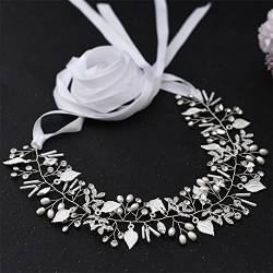Strasssteine Hochzeitskleid Gürtel Silber Kristall Brautschärpe Diamant Brautgürtel für Frauen Kleider weißes Band von Youllyuu