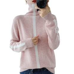 Youllyuu 100 % Kaschmir-Pullover für Damen, Rollkragen, Strickpullover, farblich passender schmaler Pullover, rose, M von Youllyuu