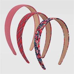 Youllyuu 3 Teile/los Floral Stirnbänder Frauen Solide Blume Plaids Haarbänder Set Breite Kopf Wrap Sommer Kopfbedeckung Rot von Youllyuu