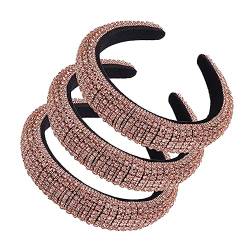 Youllyuu 3 Teile/los Strass Haarbänder Für Frauen Dame Glänzend Gepolstert Voll Kristall Stirnband Haar Hoop Kopfschmuck Gold von Youllyuu