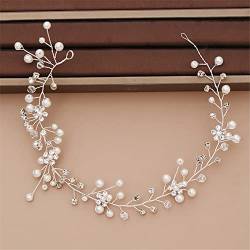 Youllyuu Brautschmuck, Perlen-Stirnband, Strass, Kristall, Tiara, Hochzeit, Stirnband, Braut-Kopfschmuck, Haarschmuck für Frauen von Youllyuu