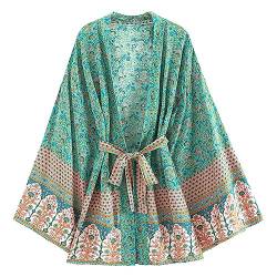 Youllyuu Damen Vintage Boho Cover Ups Oversize Bohemian Kimono Schärpen Hippie Bluse Boho Ethno Tops, Gn, 42 von Youllyuu