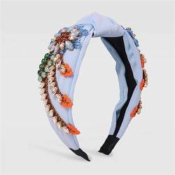 Youllyuu Floral Strass Breite Sonnenblume Seestern Stirnband Barock Haarband Mitte Kreuz Kopfbedeckung Für Frauen 4 von Youllyuu