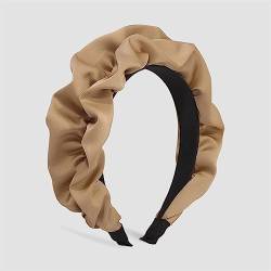 Youllyuu Frauen Mode Lünette Stirnband Plissee Rüschen Haarband Turban Einfarbig Falten Hairhoop Mädchen Haar Zubehör Khaki von Youllyuu