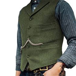 Youllyuu Herren-Anzugweste aus Wolle, Tweed, Business-Weste, ärmellose Jacke, schmale Passform, Weste für Hochzeiten, braun, M von Youllyuu