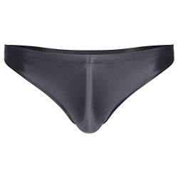 Youllyuu Herren-Bikini-Slip, glänzend, elastisch, hohe Taille, Satin-Unterhose, C-Dark Gray9, L von Youllyuu