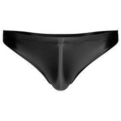 Youllyuu Herren-Bikini-Slip, glänzend, elastisch, hohe Taille, Satin-Unterhose, C-schwarz, L von Youllyuu