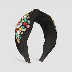 Youllyuu Mode Strass Blume Perle Stirnband Breite Seite Top Knoten Solide Haarband Turban Haar Zubehör Für Frauen Schwarz 2 von Youllyuu