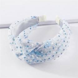 Youllyuu Sommer Blume Kreuz Geknotet Stirnband Für Frauen Mädchen Mesh Haarband Elastische Kopf Hoop Turban Haar Zubehör Schmuck Blau von Youllyuu