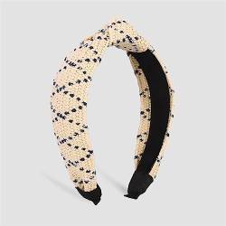 Youllyuu Sommer Boho Plaid Streifen Geknotet Stirnband Handgemachte Bast Stroh Urlaub Kopfbedeckung Schmuck Frauen Haar Zubehör Beige von Youllyuu