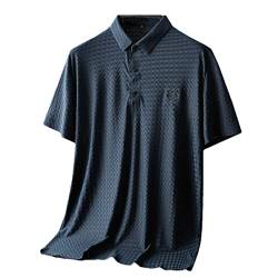 Youllyuu Sommer Business Poloshirt Herren Seide Baumwolle Kurzarm Tee Shirts Loose Casual Golf Polos, marineblau, 58 von Youllyuu