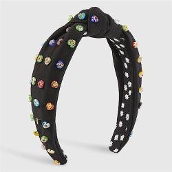 Youllyuu Sommer Floral Kristall Haarband Harz Blume Geknotet Stirnbänder Candy Farbe Topknot Bunte Strass Haarschmuck Schwarz 2 von Youllyuu