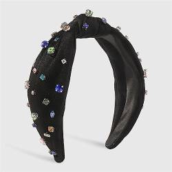 Youllyuu Sommer Floral Kristall Haarband Harz Blume Geknotet Stirnbänder Candy Farbe Topknot Bunte Strass Haarschmuck Schwarz 3 von Youllyuu