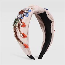 Youllyuu Stickerei Blume Stirnbänder Für Frauen Mädchen Kristall Strass Haarbänder Top Geknotet Haar Hoop Handgemachte Haar Zubehör beige von Youllyuu