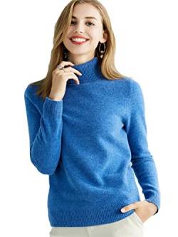 Youllyuu Strickpullover Kaschmir Pullover Damen 100% Merinowolle Rollkragen Pullover Pullover Pullover, himmelblau, M von Youllyuu