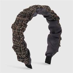 Youllyuu Tweed Stoff Gefaltete Stirnbänder Für Frauen Erwachsene Headwear Geflochten Haarband Haar Zubehör Schwarz von Youllyuu