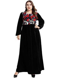 Youllyuu Velours Abaya Dubai Türkei Arabischer Islam Muslim Hijab Langes Kleid Damen Musulmane Langer Robe, Schwarz , 48 von Youllyuu