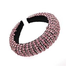 Youllyuu Voller Strass Stirnband Für Frauen Kristall Gepolstert Haarband Luxus Mode Haar Hoops Headwear Haar Zubehör rosa Haarband von Youllyuu