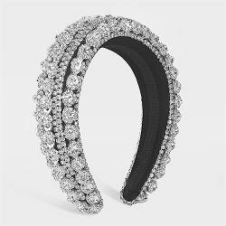 Youllyuu Za Strass-Haarbänder für Frauen, glänzend, gepolstert, für Hochzeit, Party, Kopfschmuck, Haarschmuck, Geburtstagsgeschenke, Silber von Youllyuu