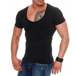 91R2 Young & Rich 1315 V-Neck Herren T-Shirt V-Ausschnitt Slim Fit Schwarz XL von Young&Rich