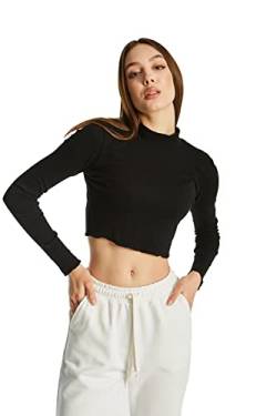 Young & Rich Damen Crop Top, Long Sleeve Mock Neck Basic Top, Tank Top, Summer and Winter Shirt, XS- XL von Young&Rich